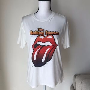 Daydreamer Rolling Stones Ombre Distressed Tee
